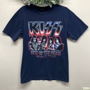 KISS End of the Road World Tour T-Shirt Short Sleeve Navy Blue M
